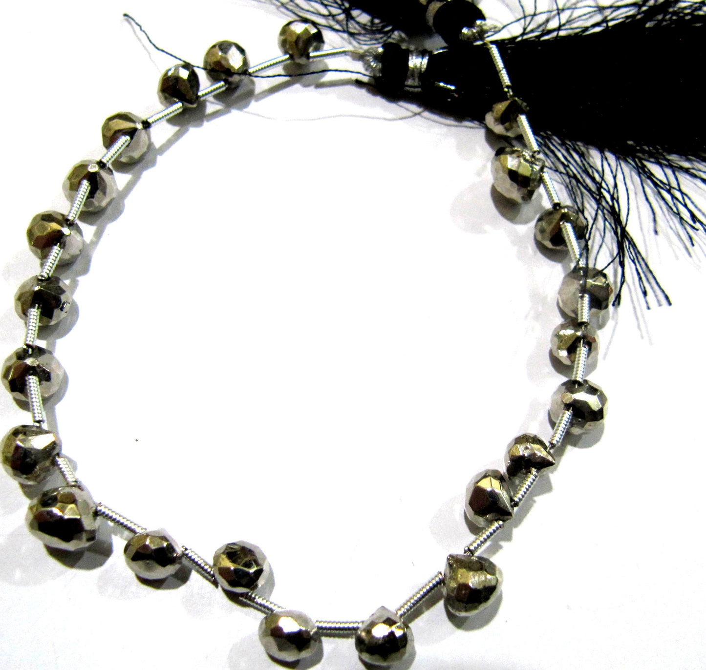 Natural Silver Pyrite Onion Shape Briolette Beads 7-8mm Top Quality Gemstone Beads Strand 8 inch Long Jewelry making beads