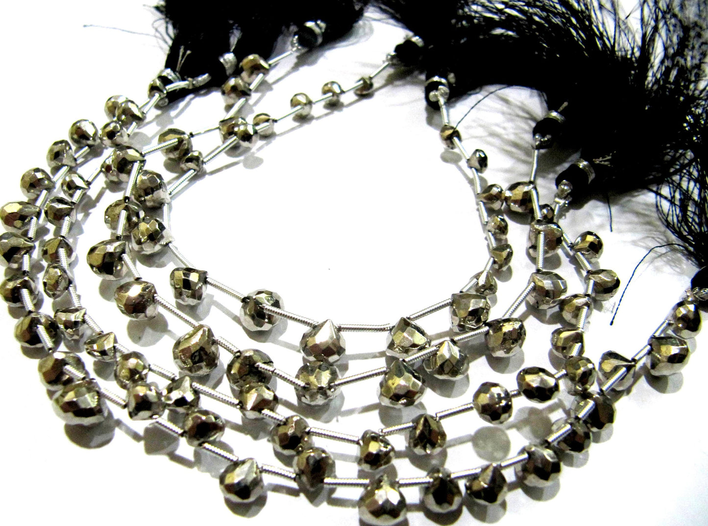 Natural Silver Pyrite Onion Shape Briolette Beads 7-8mm Top Quality Gemstone Beads Strand 8 inch Long Jewelry making beads