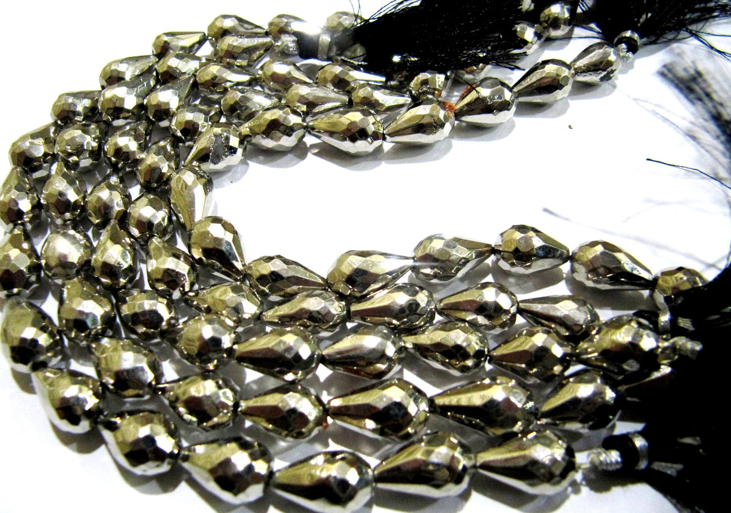 Natural Silver Pyrite Straight Drilled Briolette Tear drop shape Beads 8x13mm Top Quality Gemstone Beads Strand 8 inch Long Jewelry making