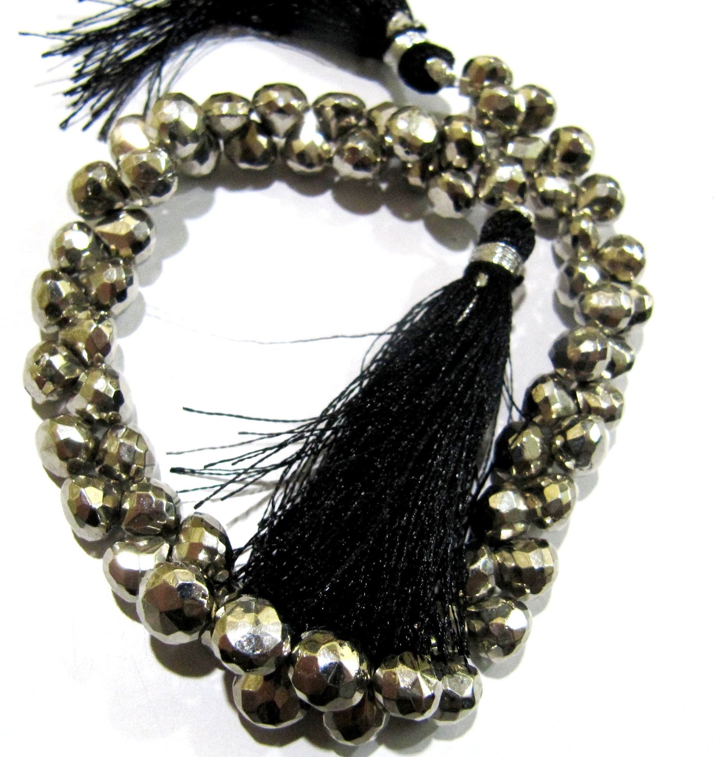 Natural Silver Pyrite Onion Shape Briolette Beads 7-8mm Top Quality Gemstone Beads Strand 8 inch Long Jewelry making beads