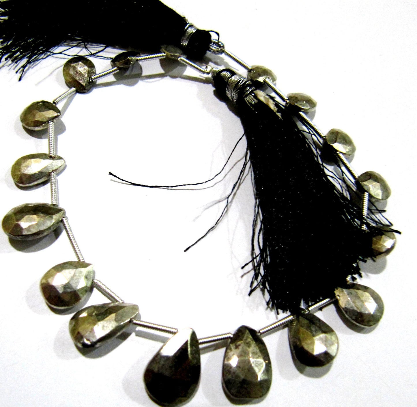 Natural Silver Pyrite Pear shape 7x10mm Top Quality Gemstone Beads Strand 8 inch Long Jewelry making gemstone beads Wholesale price