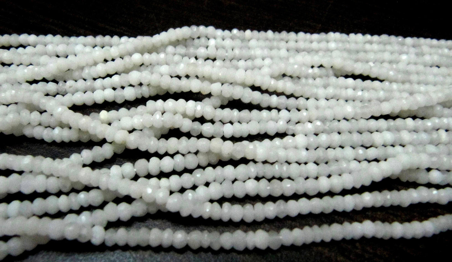 Natural White Agate Rondelle Faceted Gemstone Beads 3-4mm Strand 13 inches long High Quality Wholesale PricesJewelry making gemstone