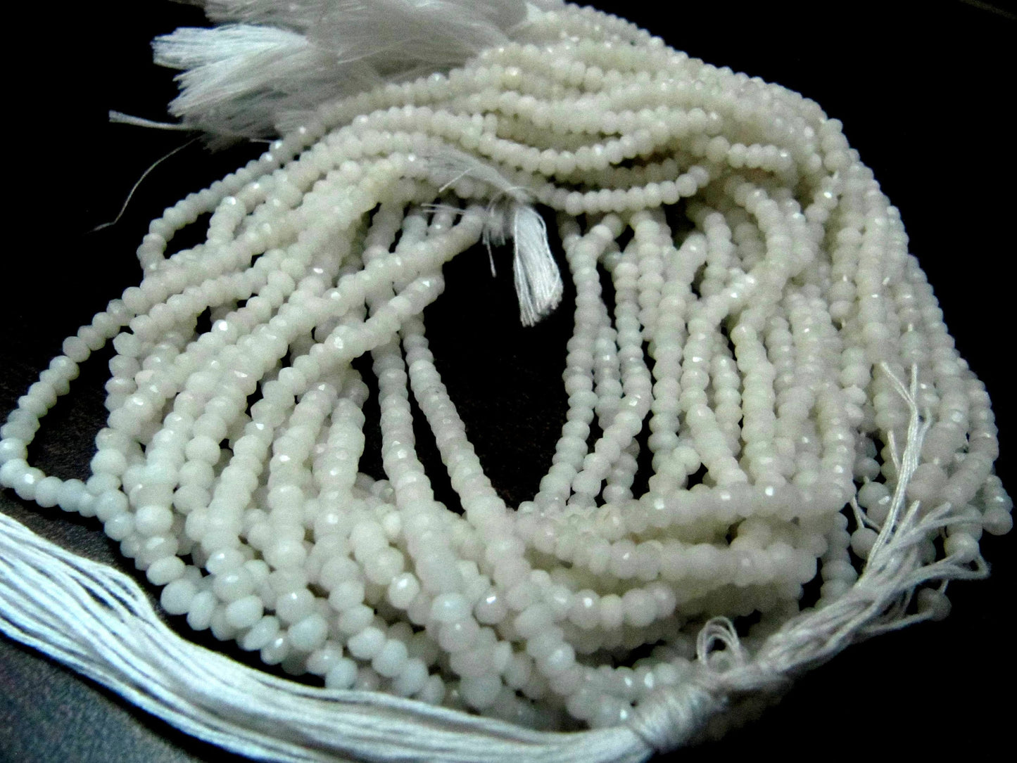 Natural White Agate Rondelle Faceted Gemstone Beads 3-4mm Strand 13 inches long High Quality Wholesale PricesJewelry making gemstone