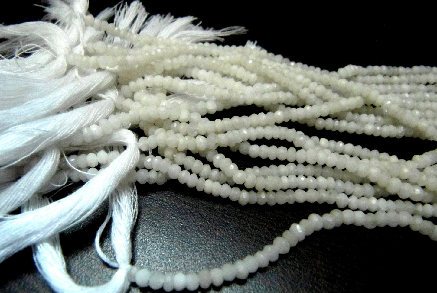 Natural White Agate Rondelle Faceted Gemstone Beads 3-4mm Strand 13 inches long High Quality Wholesale PricesJewelry making gemstone