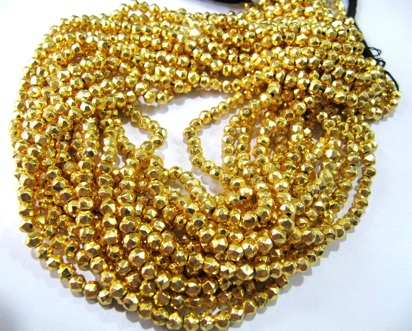 Natural Golden Pyrite Rondelle Faceted Beads 3-4mm Top Quality Gemstone Beads Strand 13 inch Long Jewelry making beads