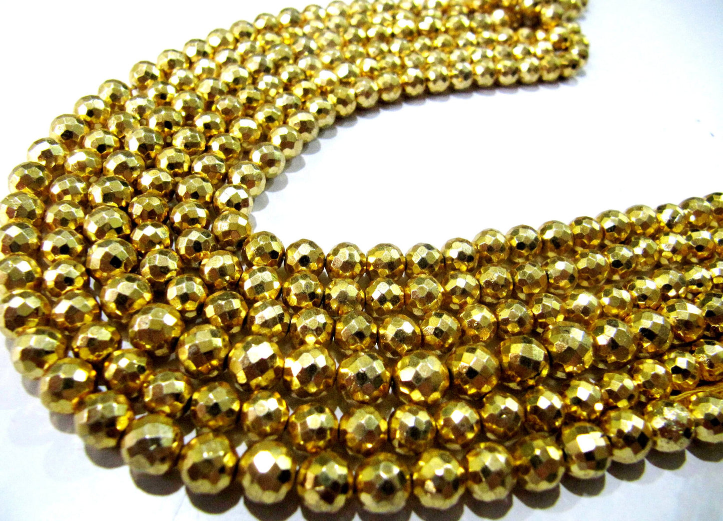 Natural Golden Pyrite Round Faceted Beads 6mm Top Quality Gemstone Beads Strand 10 inch Long Jewelry making beads