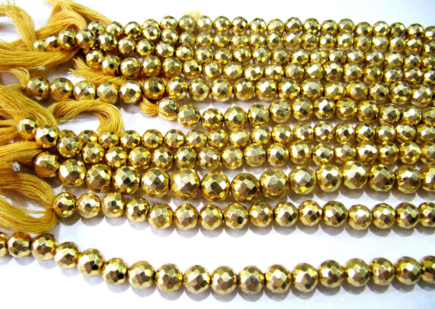 Natural Golden Pyrite Round Faceted Beads 6mm Top Quality Gemstone Beads Strand 10 inch Long Jewelry making beads