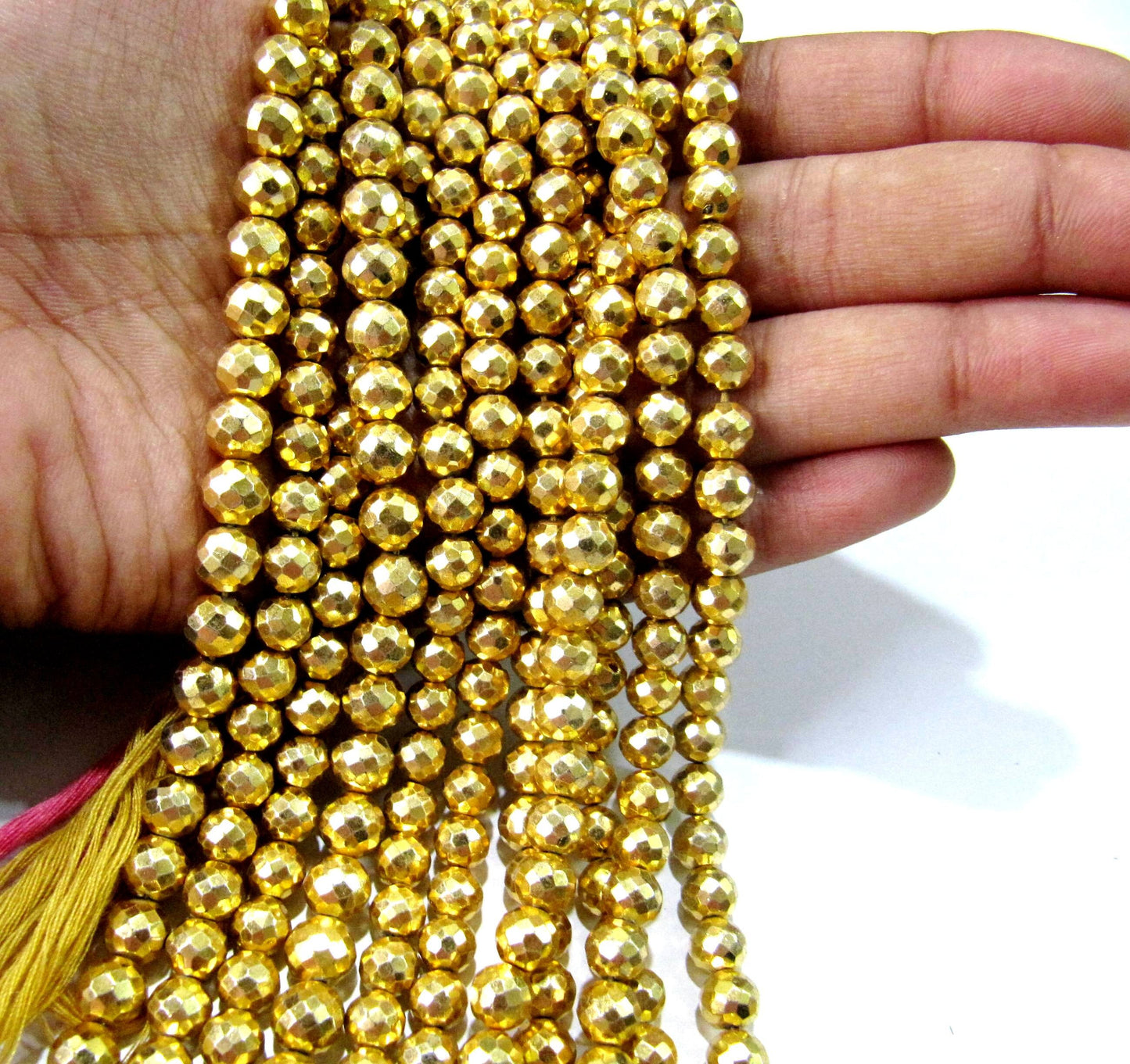 Natural Golden Pyrite Round Faceted Beads 6mm Top Quality Gemstone Beads Strand 10 inch Long Jewelry making beads