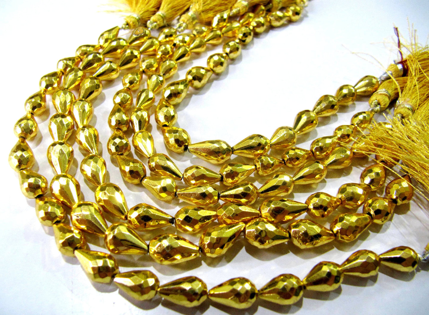 Natural Golden Pyrite Straight Drilled Briolette Tear drop shape Beads 8x13mm Top Quality Gemstone Beads Strand 8 inch Long Jewelry making