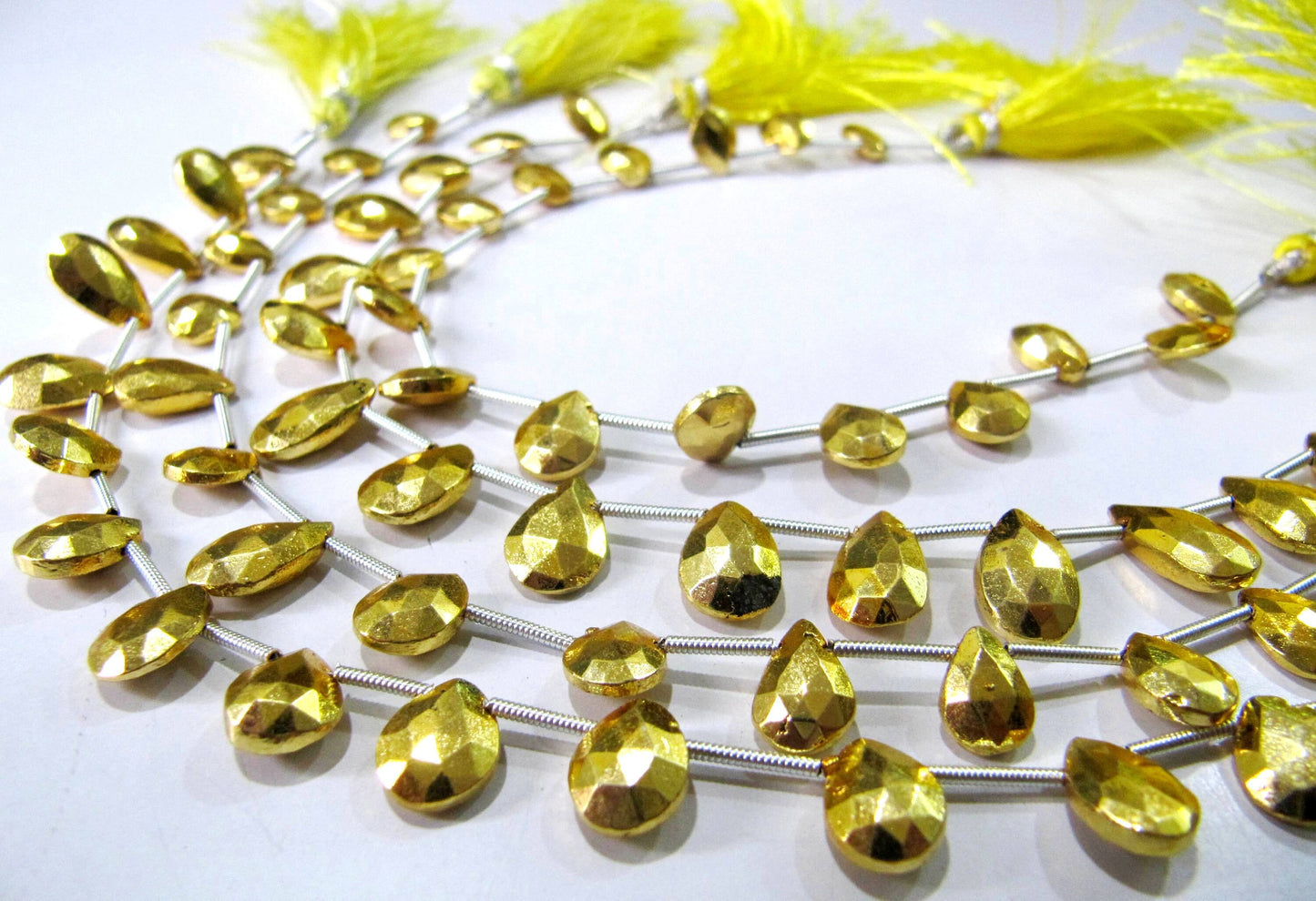 Natural Golden Pyrite Pear shape 7x10mm Top Quality Gemstone Beads Strand 8 inch Long Jewelry making gemstone beads Wholesale price