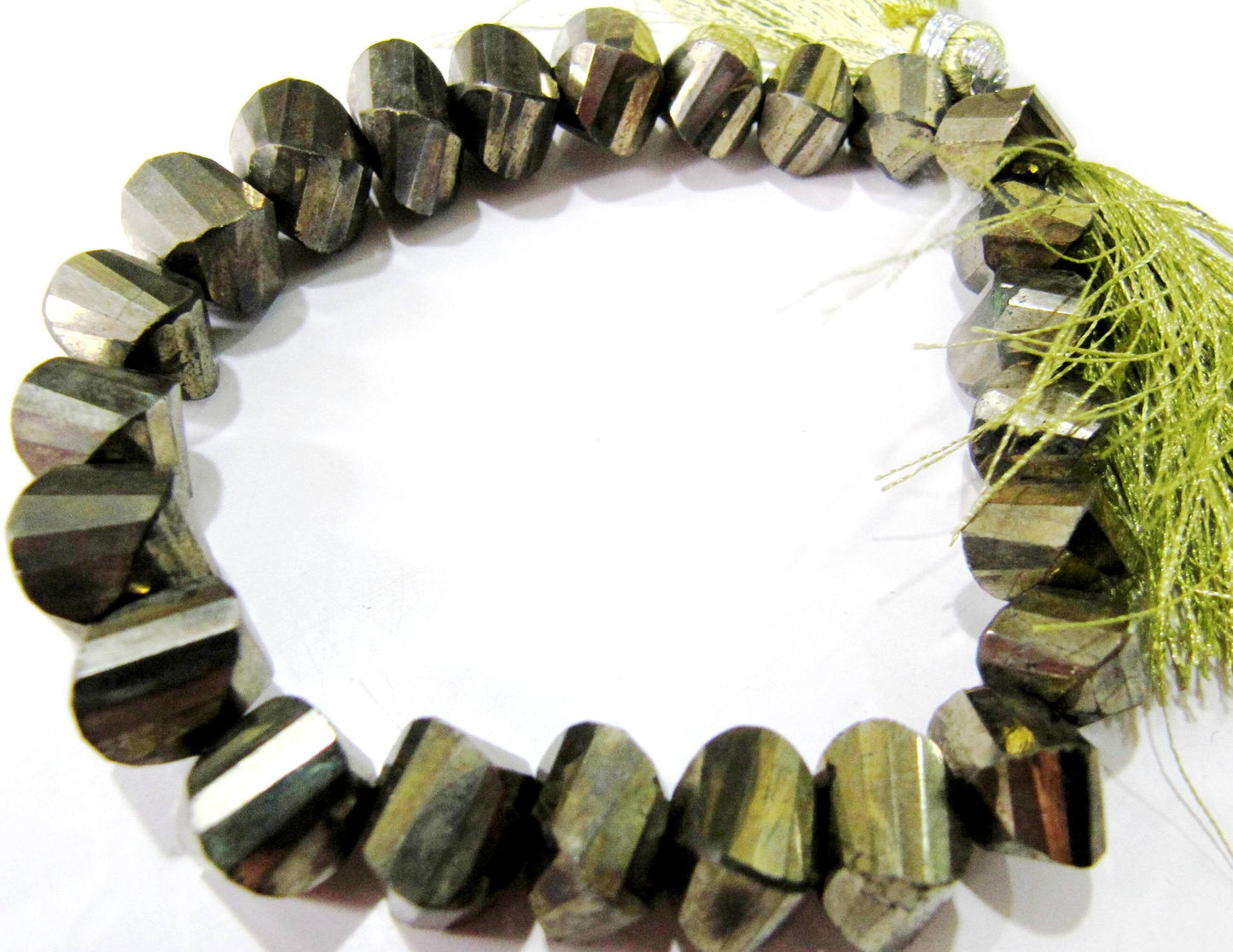 Natural Pyrite Rondelle Twisted Briolette Beads 10mm Top Quality Gemstone Beads Strand 8 inch Long Jewelry making gemstone beads