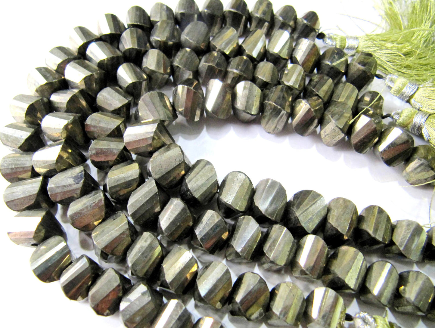 Natural Pyrite Rondelle Twisted Briolette Beads 10mm Top Quality Gemstone Beads Strand 8 inch Long Jewelry making gemstone beads