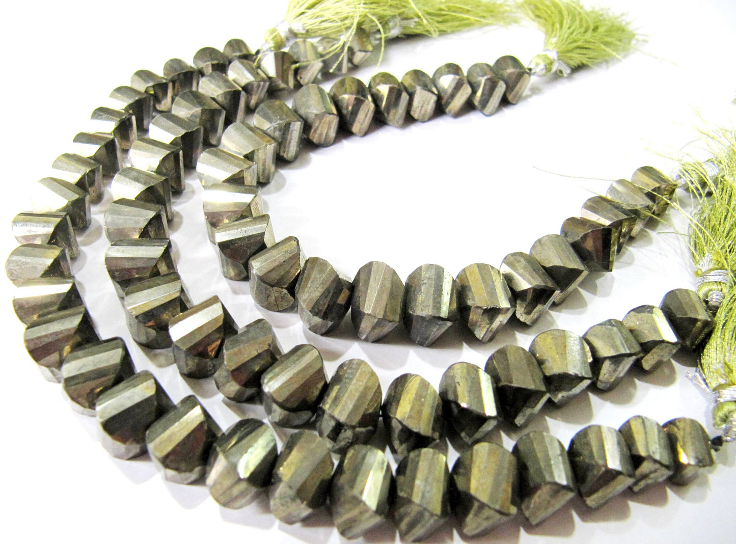 Natural Pyrite Rondelle Twisted Briolette Beads 10mm Top Quality Gemstone Beads Strand 8 inch Long Jewelry making gemstone beads