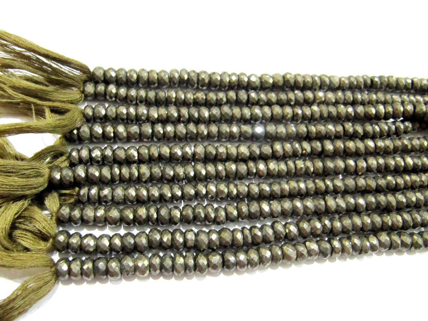 Natural Pyrite Rondelle Faceted Beads 5-6mm Top Quality Gemstone Beads Strand 10 inch Long Jewelry making gemstone beads