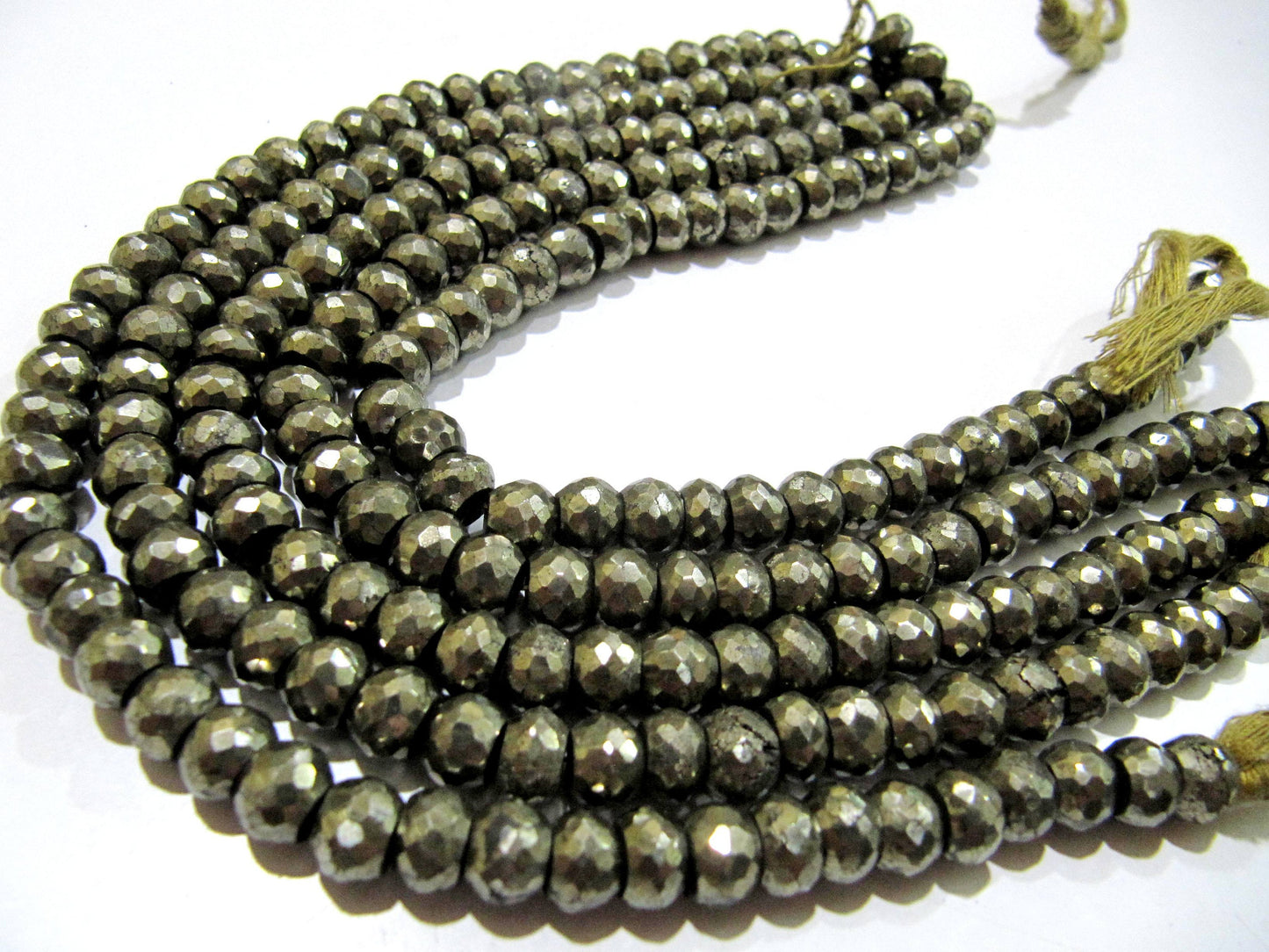 Natural Pyrite Rondelle Briolette Faceted Beads 7-8mm Top Quality Gemstone Beads Strand 8 inch Long Jewelry making gemstone beads