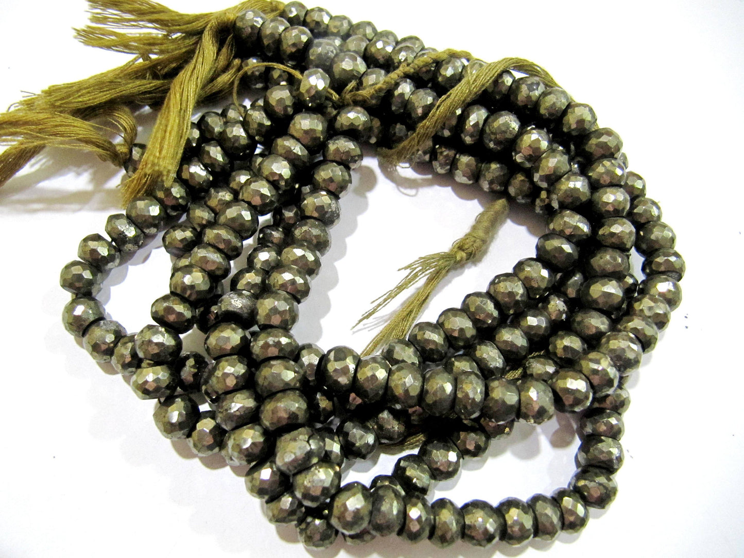 Natural Pyrite Rondelle Briolette Faceted Beads 7-8mm Top Quality Gemstone Beads Strand 8 inch Long Jewelry making gemstone beads