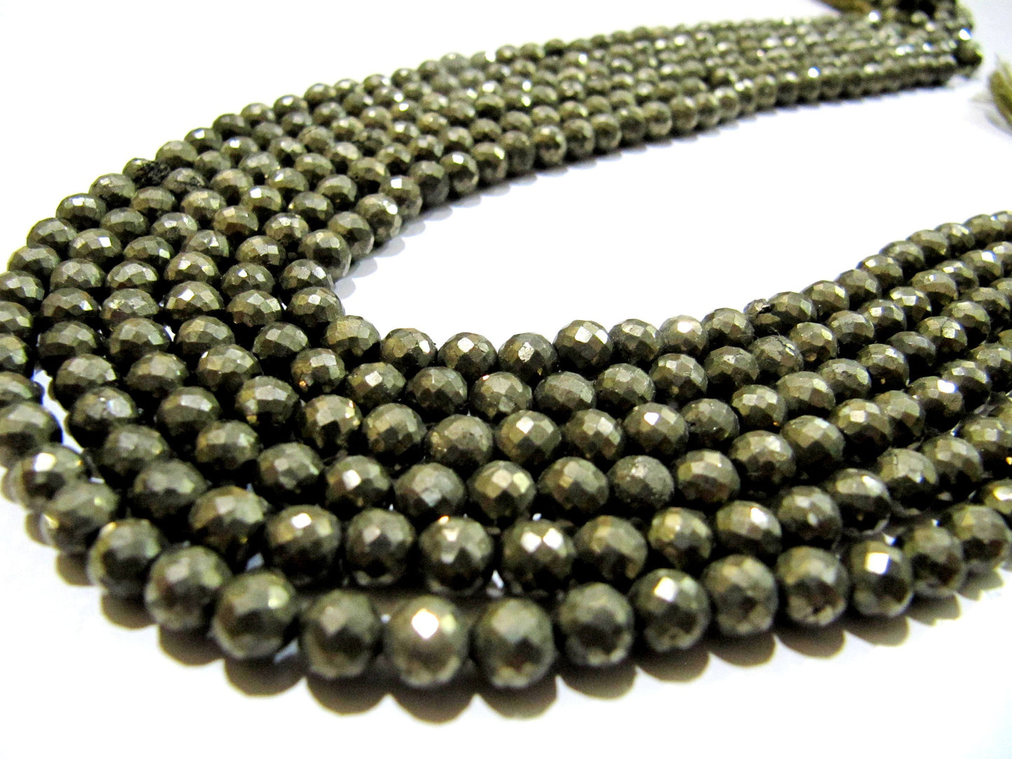 Natural Pyrite Round Faceted Beads 5-6m Top Quality Gemstone Beads Strand 13 inch Long Jewelry making beads Untreated stone beads