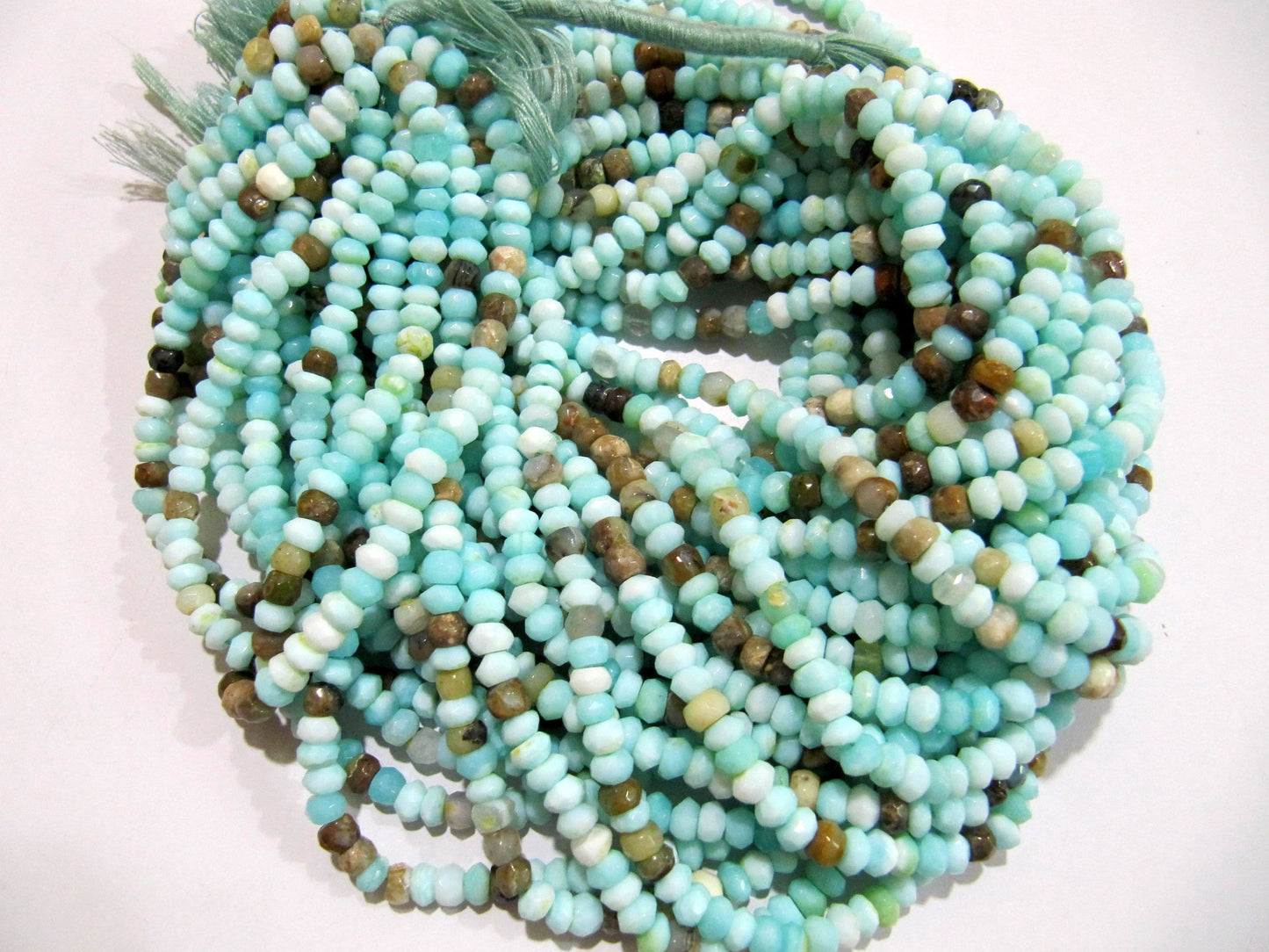 Natural Peruvian Opal Rondelle faceted Beads 3 to 6mm best Quality Beads Strand 8 inches Long Jewelry making gemstone beads choose size