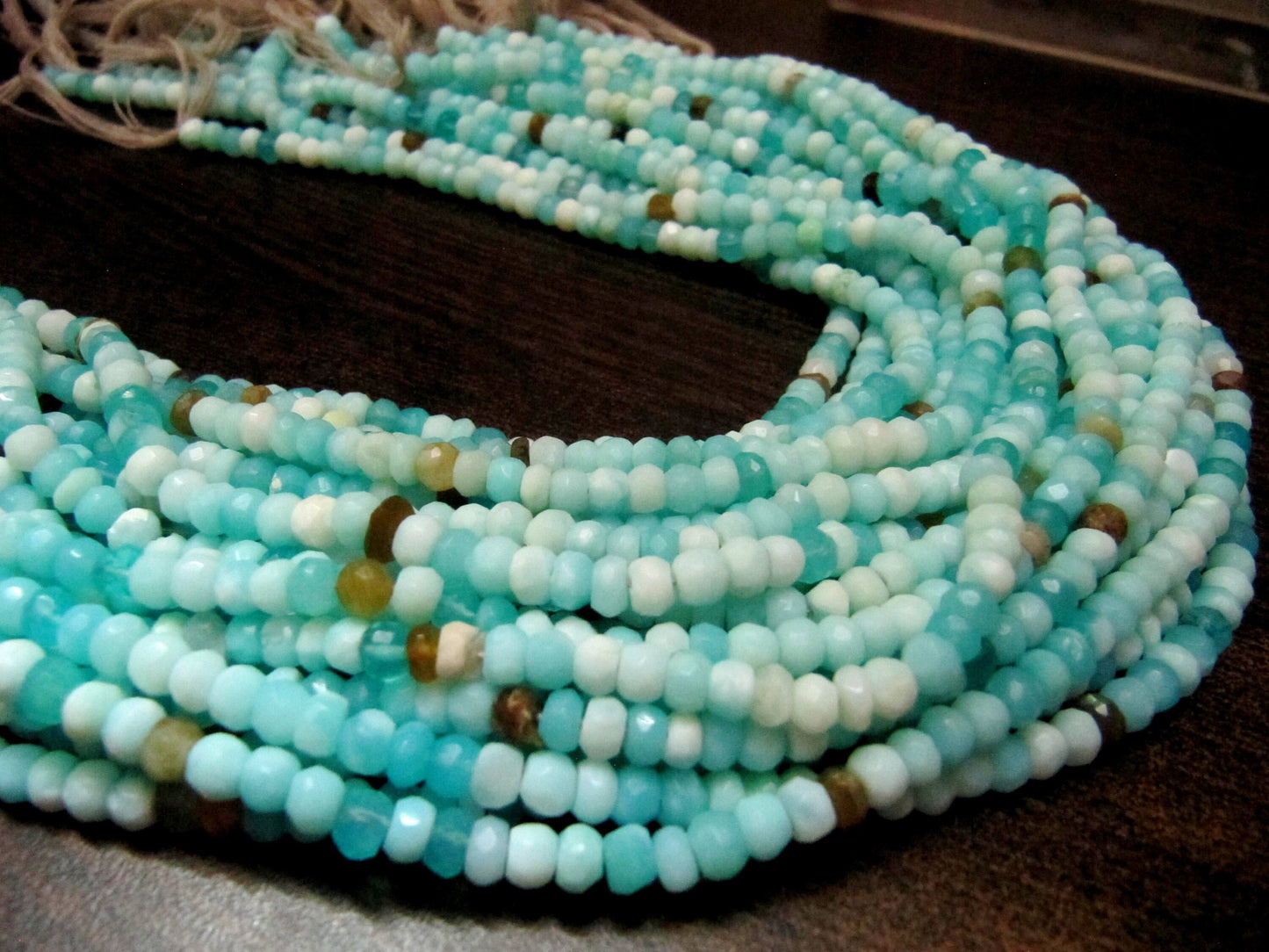 Natural Peruvian Opal Rondelle faceted Beads 3 to 6mm best Quality Beads Strand 8 inches Long Jewelry making gemstone beads choose size