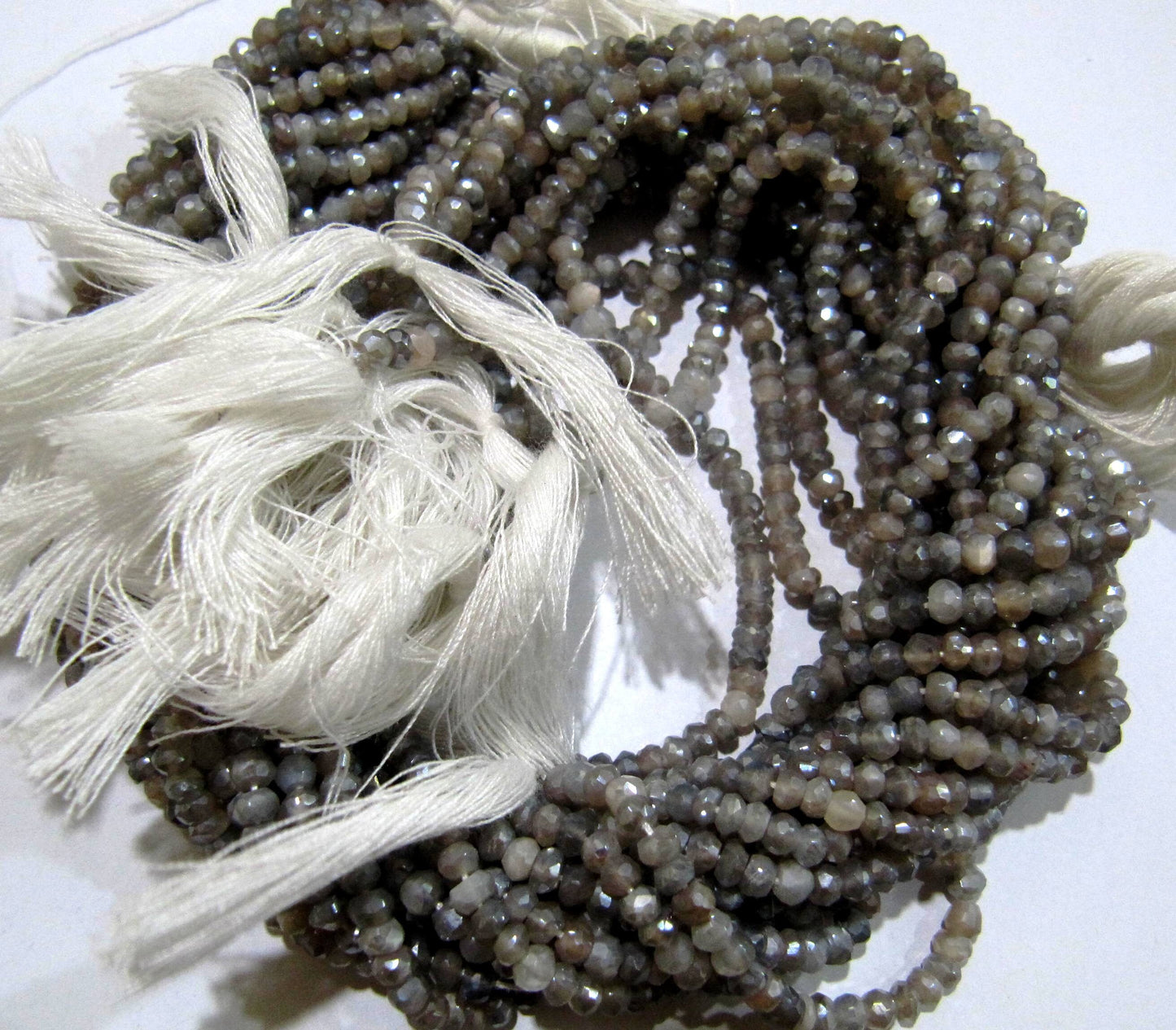 Natural Grey Moonstone AB Mystic Coated  Rondelle Faceted Beads 3-4mm Strand 13 inches long High Quality Beads Wholesale prices