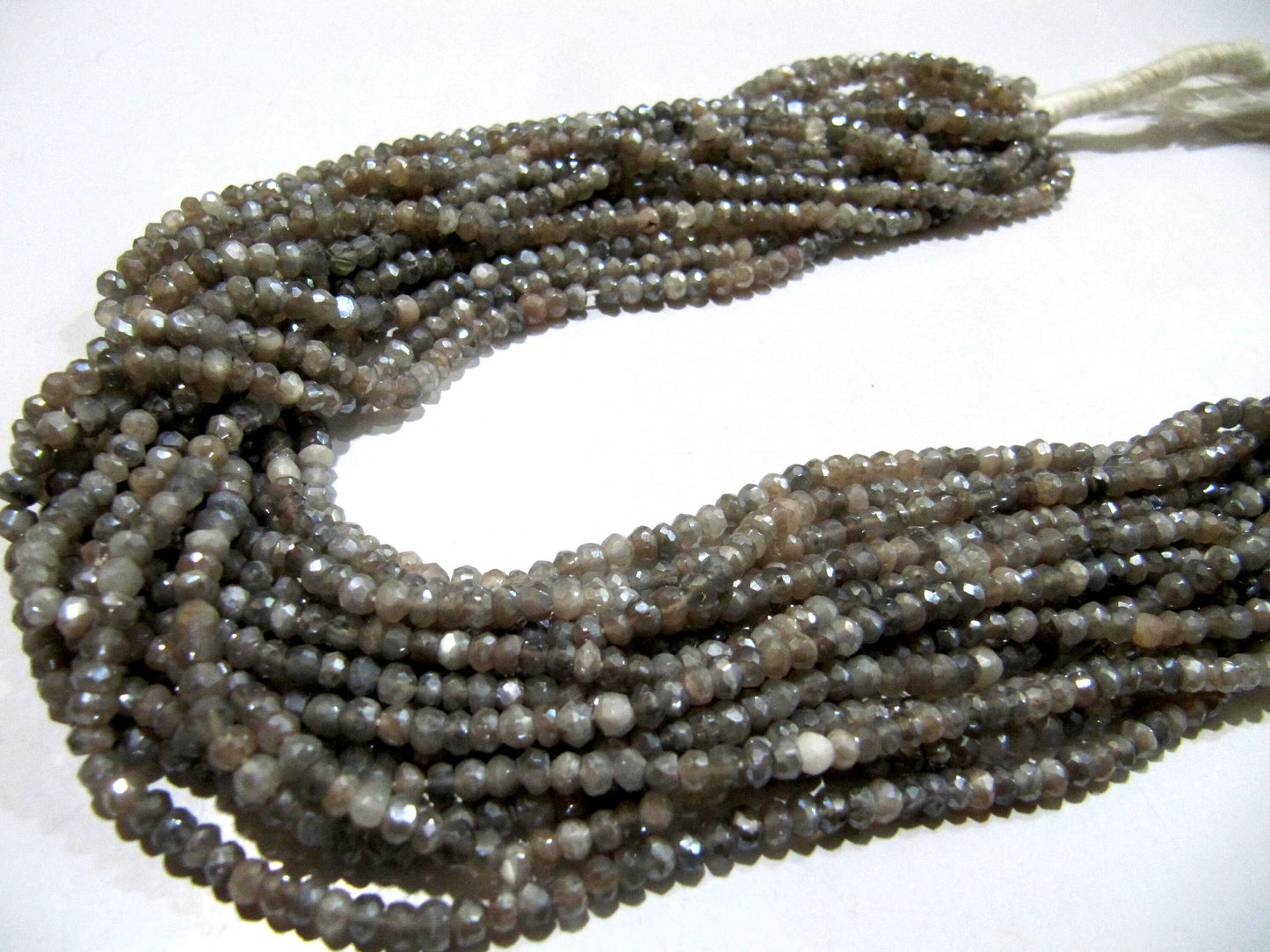 Natural Grey Moonstone AB Mystic Coated  Rondelle Faceted Beads 3-4mm Strand 13 inches long High Quality Beads Wholesale prices