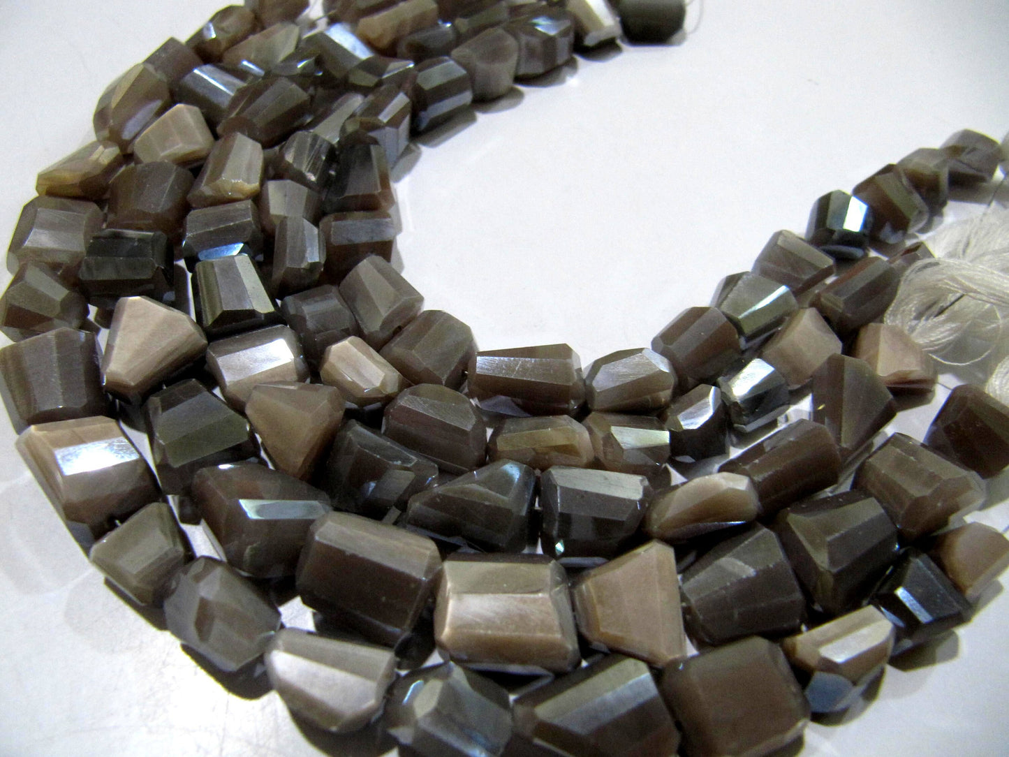 Natural Grey Moonstone Nugget Shape tumbled 6x10mm to10x14mm  Mystic Coated Beads Strand 8 inch long High Quality Wholesale Prices