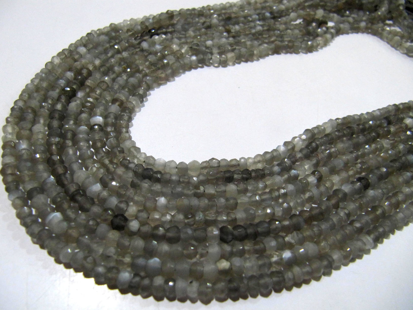 Natural Grey Moonstone Rondelle Faceted Beads 3-4mm Strand 13 inches long High Quality Beads Wholesale prices jewelry making gemstone beads
