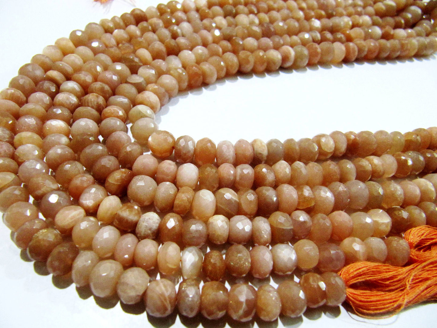 Natural Peach Moonstone Rondelle Faceted Beads 8-9mm Strand 8 inches long High Quality Beads Wholesale prices jewelry making gemstone beads