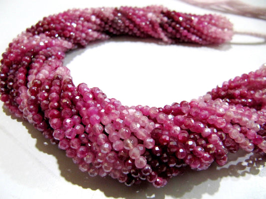 Natural Pink Moonstone Silver Coated Rondelle Faceted Beads 3mm Strand 13 inch long Top Quality shaded color Beads Wholesale prices