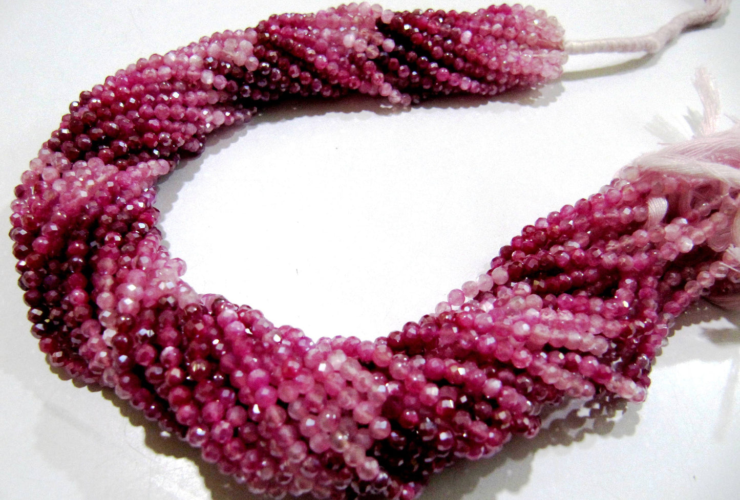 Natural Pink Moonstone Silver Coated Rondelle Faceted Beads 3mm Strand 13 inch long Top Quality shaded color Beads Wholesale prices
