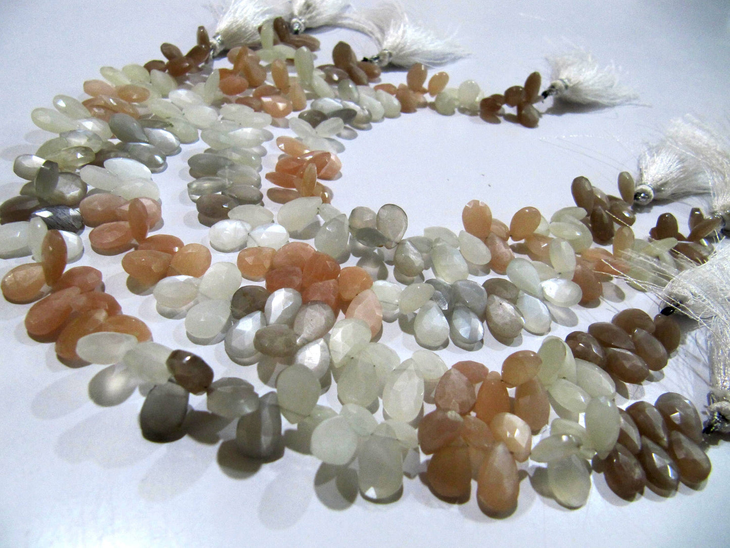 Natural Multi Color Moonstone Pear shape Briolette Faceted 7x10mm to 9x12mm Beads Strand 10 inches long High Quality Beads Wholesale prices
