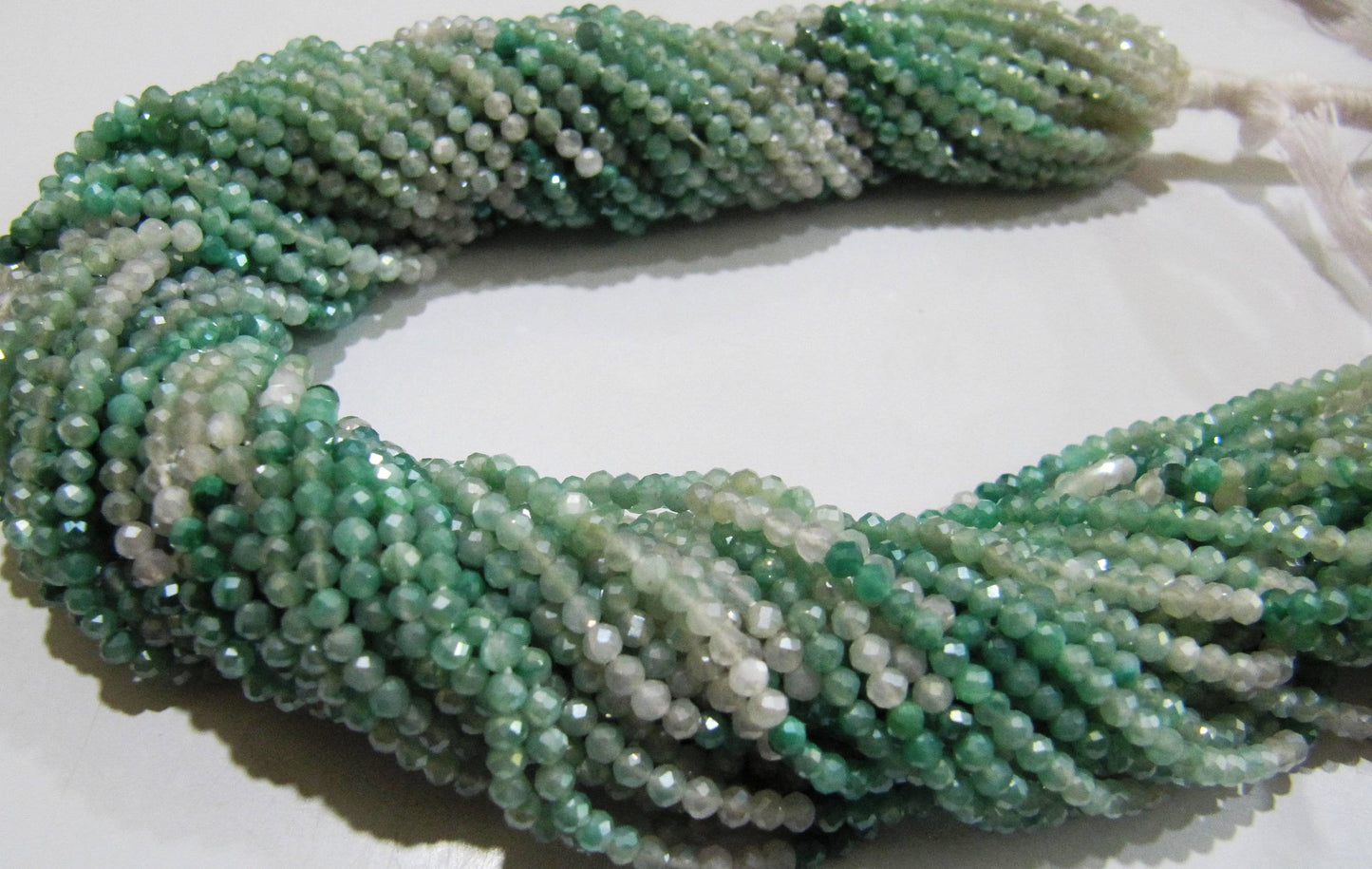 Natural Moonstone Silver Coated Rondelle Faceted 2.5mm Beads Green Shaded color beads Strand 13 inch long Top Quality Beads Wholesale prices