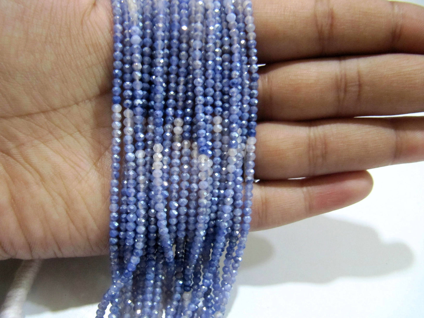 Natural Blue Shaded Moonstone Silver AB Mystic Coated Rondelle Faceted Beads 2.5mm Strand 13 inch long Top Quality Beads Wholesale prices