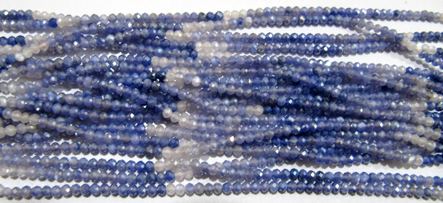 Natural Blue Shaded Moonstone Silver AB Mystic Coated Rondelle Faceted Beads 2.5mm Strand 13 inch long Top Quality Beads Wholesale prices