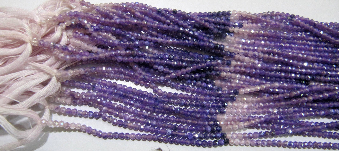 Natural Purple Moonstone Silver AB Mystic Coated Rondelle Faceted Beads 2.5mm Strand 13 inch long Top Quality Shaded Beads Wholesale prices