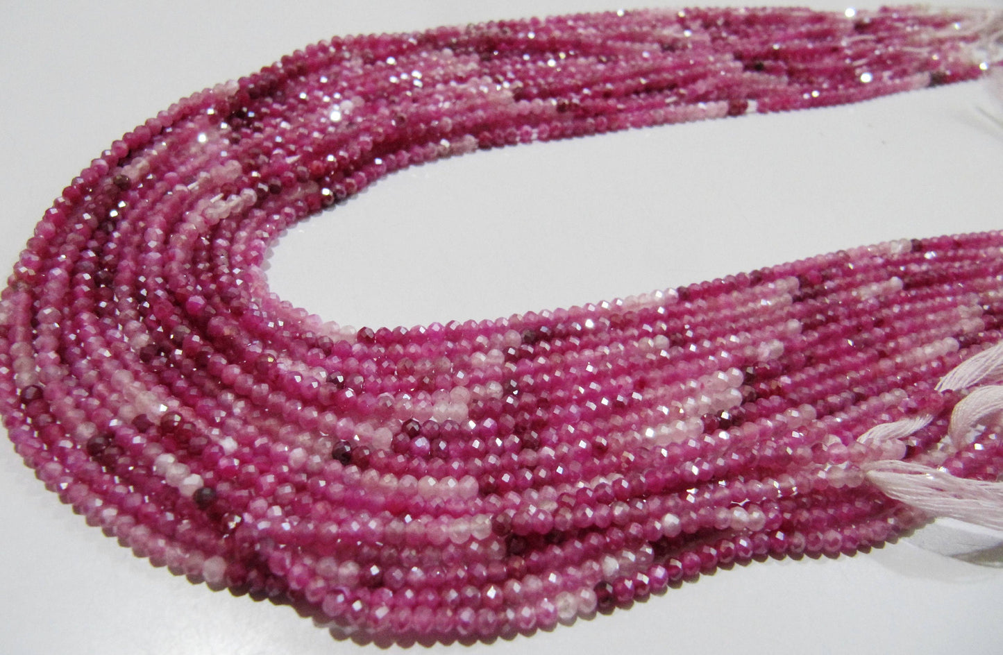 Natural Pink Shaded Moonstone Silver AB Mystic Coated Rondelle Faceted Beads 2.5mm Strand 13 inch long Top Quality Beads Wholesale prices