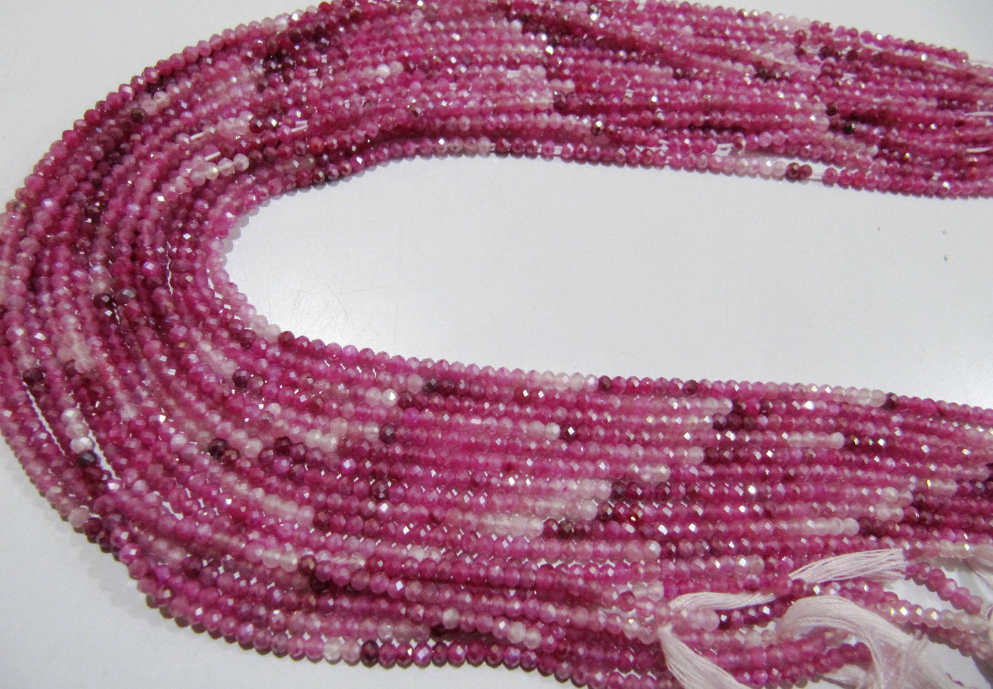 Natural Pink Shaded Moonstone Silver AB Mystic Coated Rondelle Faceted Beads 2.5mm Strand 13 inch long Top Quality Beads Wholesale prices