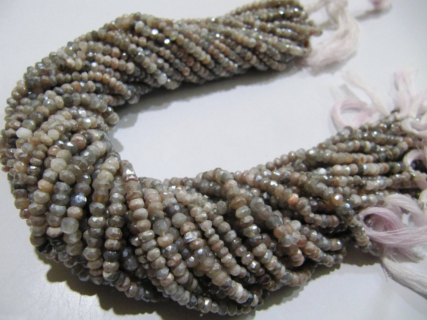 Natural Multi Moonstone Silver AB Mystic Coated Rondelle Faceted Beads 3-4mm Strand 13inches  long Top Quality Wholesale prices Beads