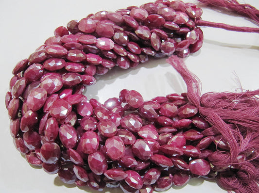 Natural Pink Moonstone Silver AB Mystic Coated Oval Faceted Beads 9x12mm Strand 13 inch long Top Quality Wholesale prices jewelry beads
