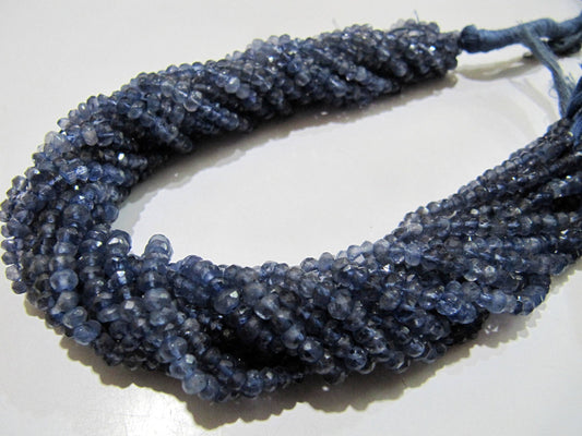 Natural Iolite Rondelle Faceted 4mm Gemstone beads Strand 13 inches long High Quality Beads Wholesale prices jewelry making gemstone