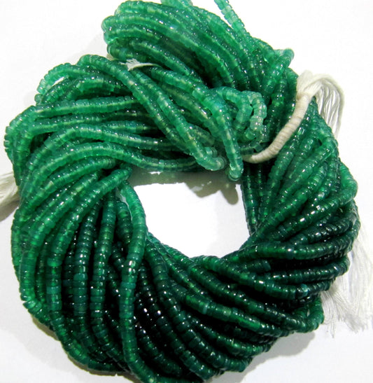 Natural Green Onyx Plain smooth Tyre shape Rondelle 4 mm Beads Strand 14 inches long High Quality Beads Wholesale prices gemstone beads