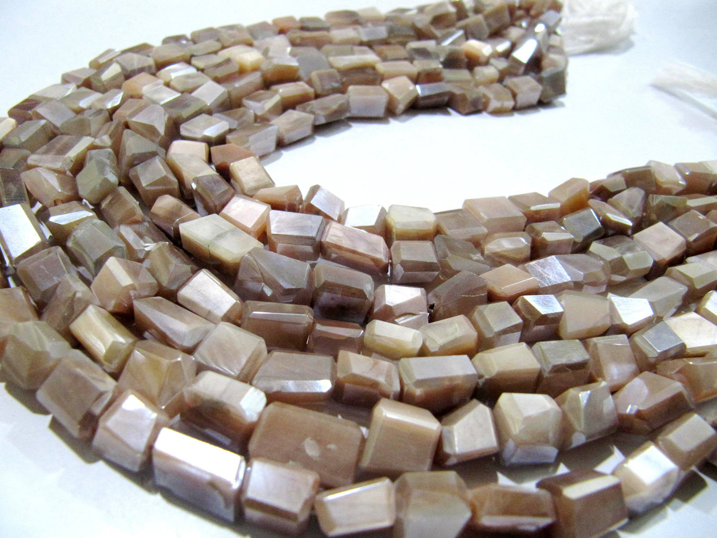 Natural Peach Moonstone Nugget Shape tumbled 6x10mm to10x14mm Silver AB Mystic Coated Beads Strand 8 inch long High Quality Wholesale Prices