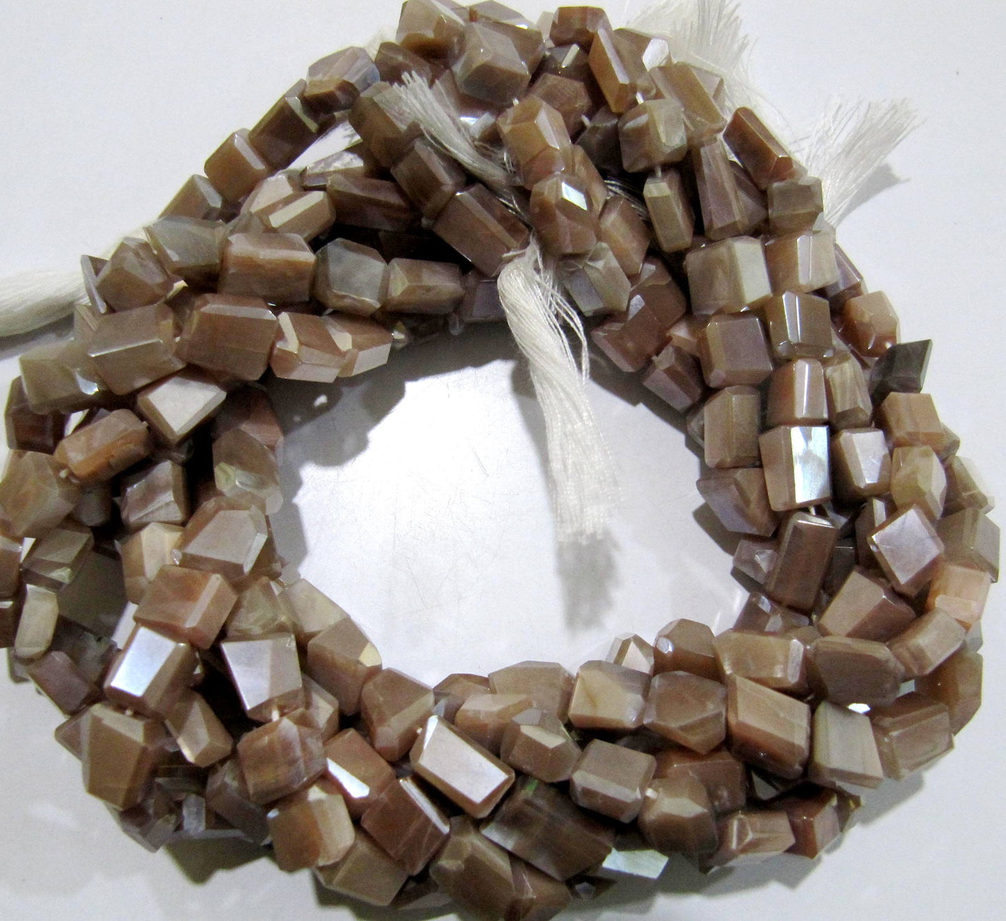 Natural Peach Moonstone Nugget Shape tumbled 6x10mm to10x14mm Silver AB Mystic Coated Beads Strand 8 inch long High Quality Wholesale Prices