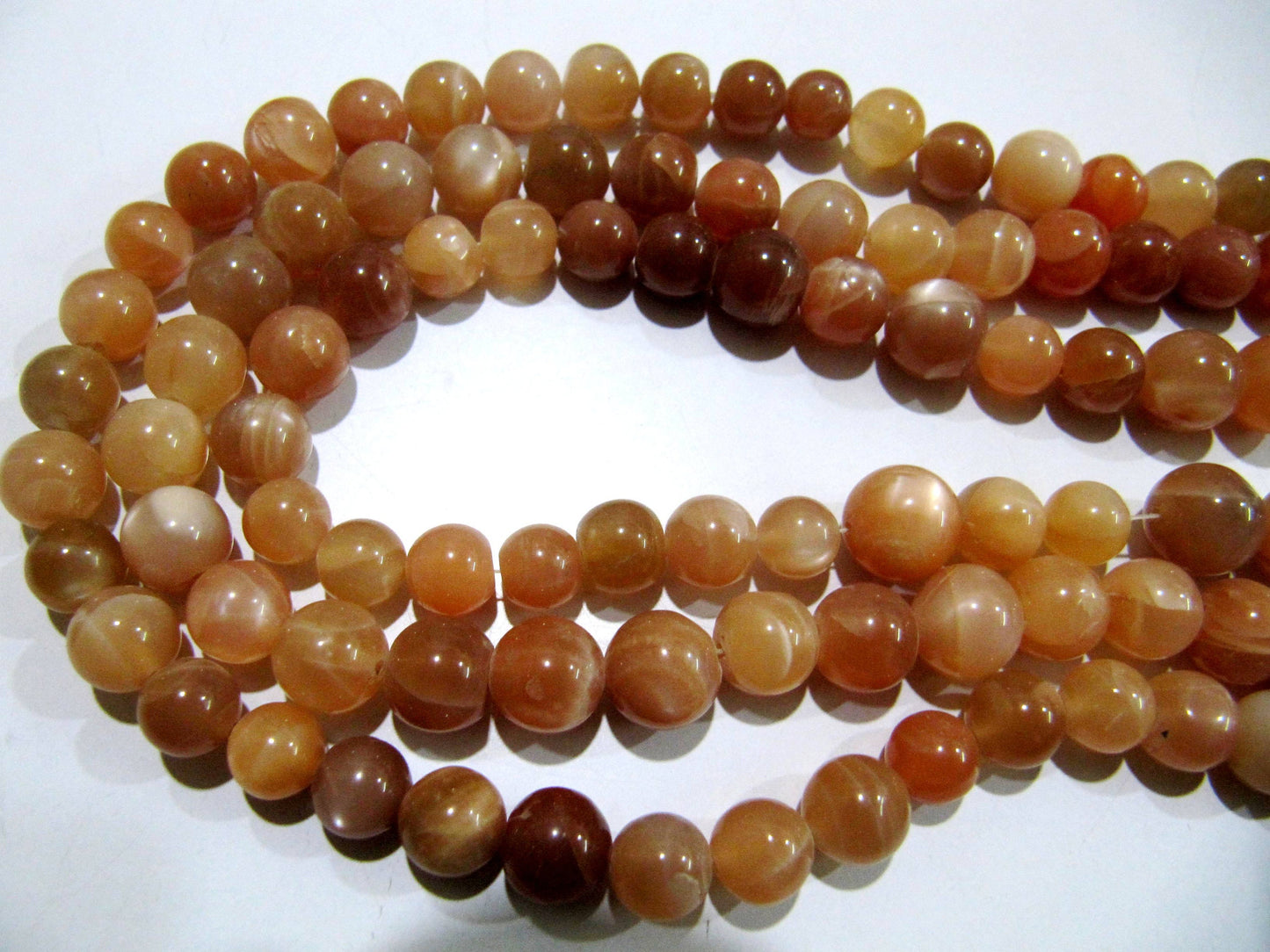 Natural Peach Moonstone Round Plain Smooth Shape 7-9mm  Beads Strand 8inch long High Quality Beads Wholesale prices jewelry making beads