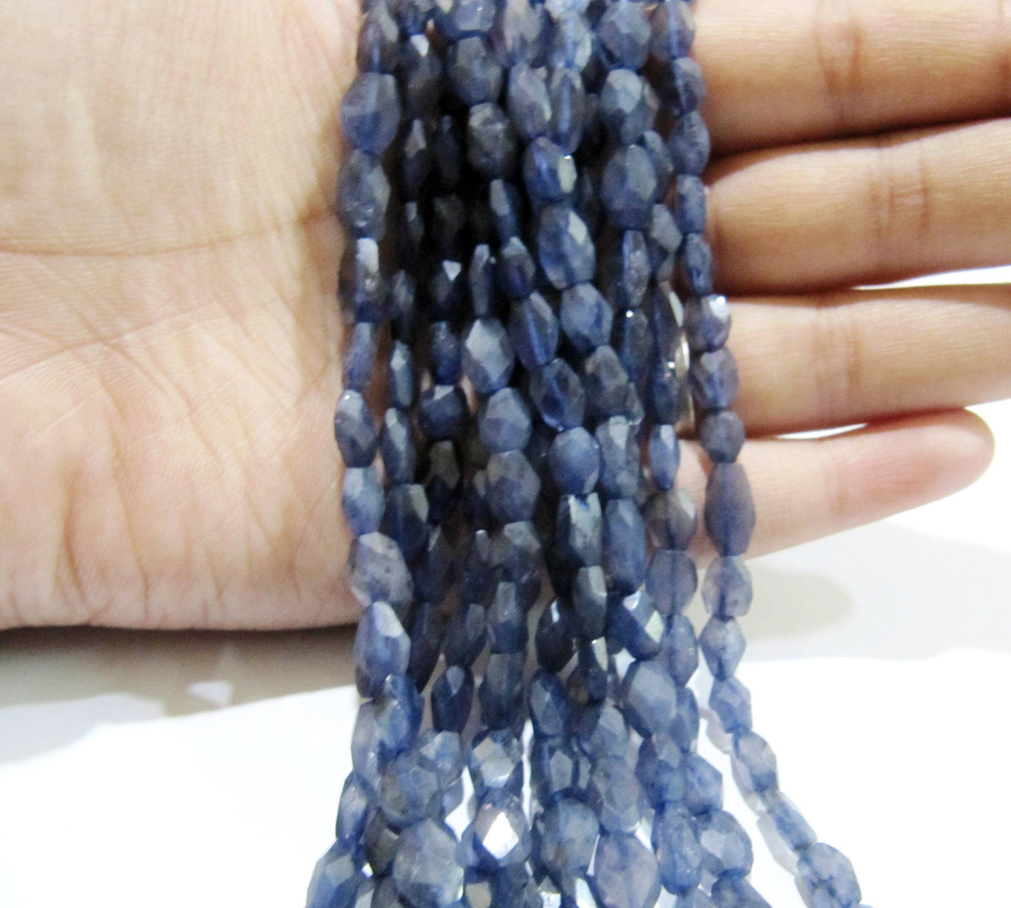Natural Iolite Oval Faceted 5x8mm to 7x10mm Gemstone Briolette beads Strand 13 inches long Wholesale prices jewelry making gemstone Beads