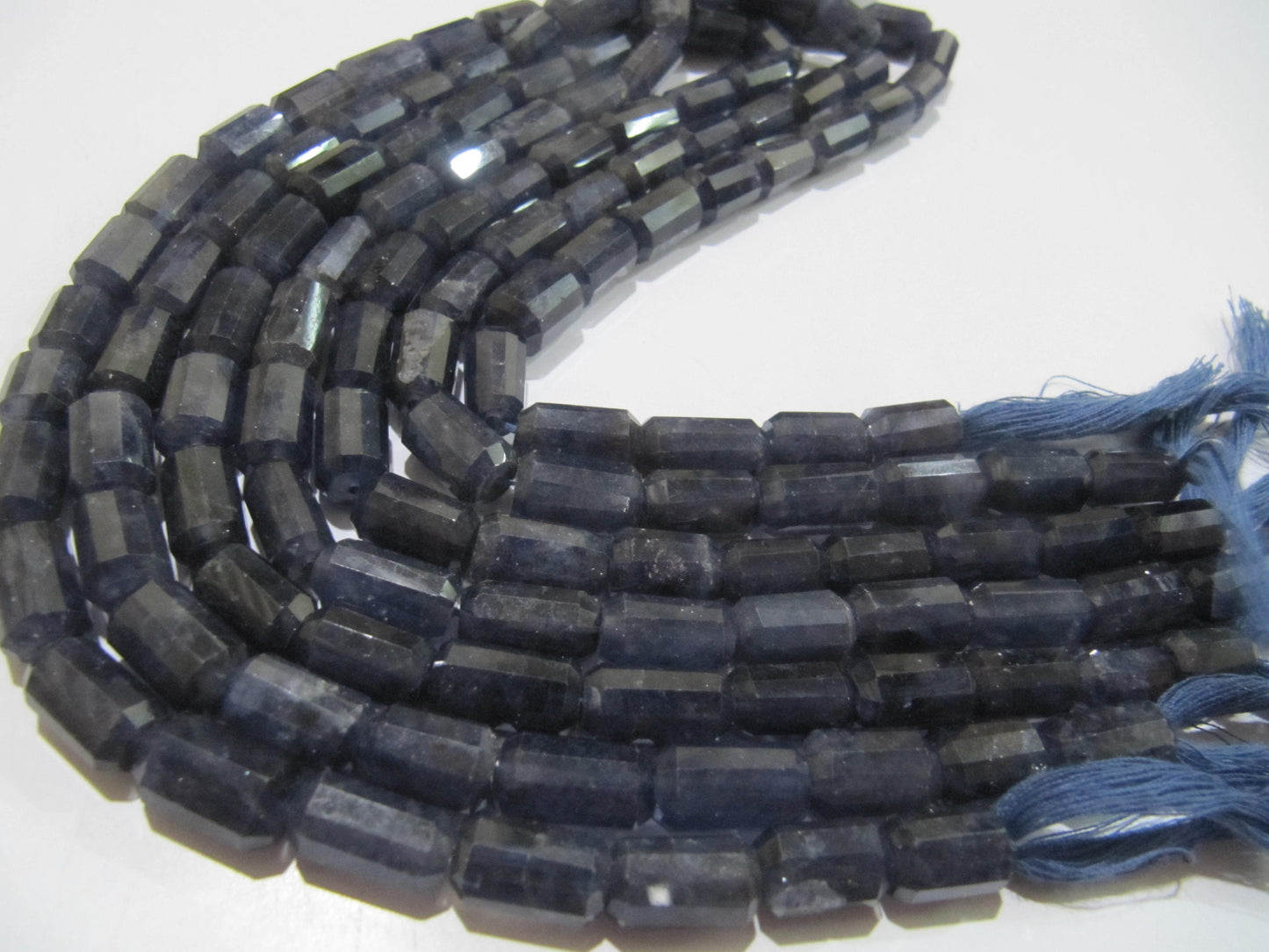 Natural Iolite Tube light shape Nugget tumbled Size 8x12mm to 9x14mm Gemstone Beads Strand 10 inch long High Quality Wholesale Prices