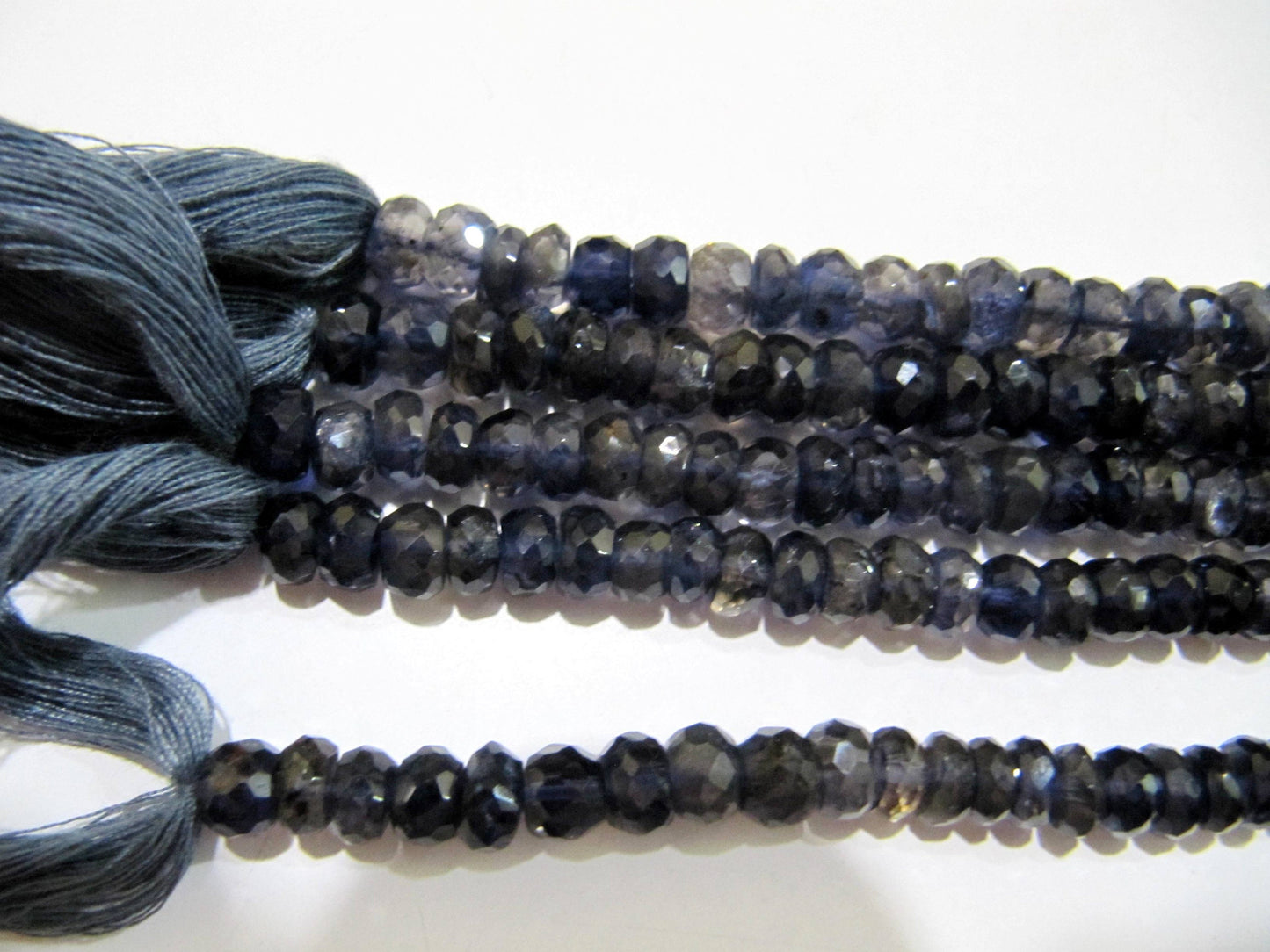 Natural Iolite Rondelle Faceted 7-8mm Gemstone beads Strand 10 inches long Beads Wholesale prices jewelry making gemstone