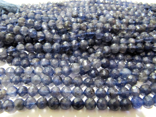 Natural Iolite Round Faceted 5-8mm Gemstone beads Strand 10 inches long Beads Wholesale prices Top Quality  jewelry making gemstone