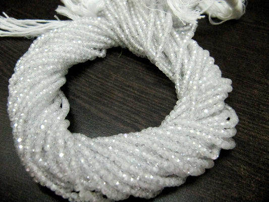 Natural White Cubic Zirconia CZ Rondelle Faceted 3mm Beads Strand 13 inch long Top Quality Wholesale prices Jewelry making gemstone  beads