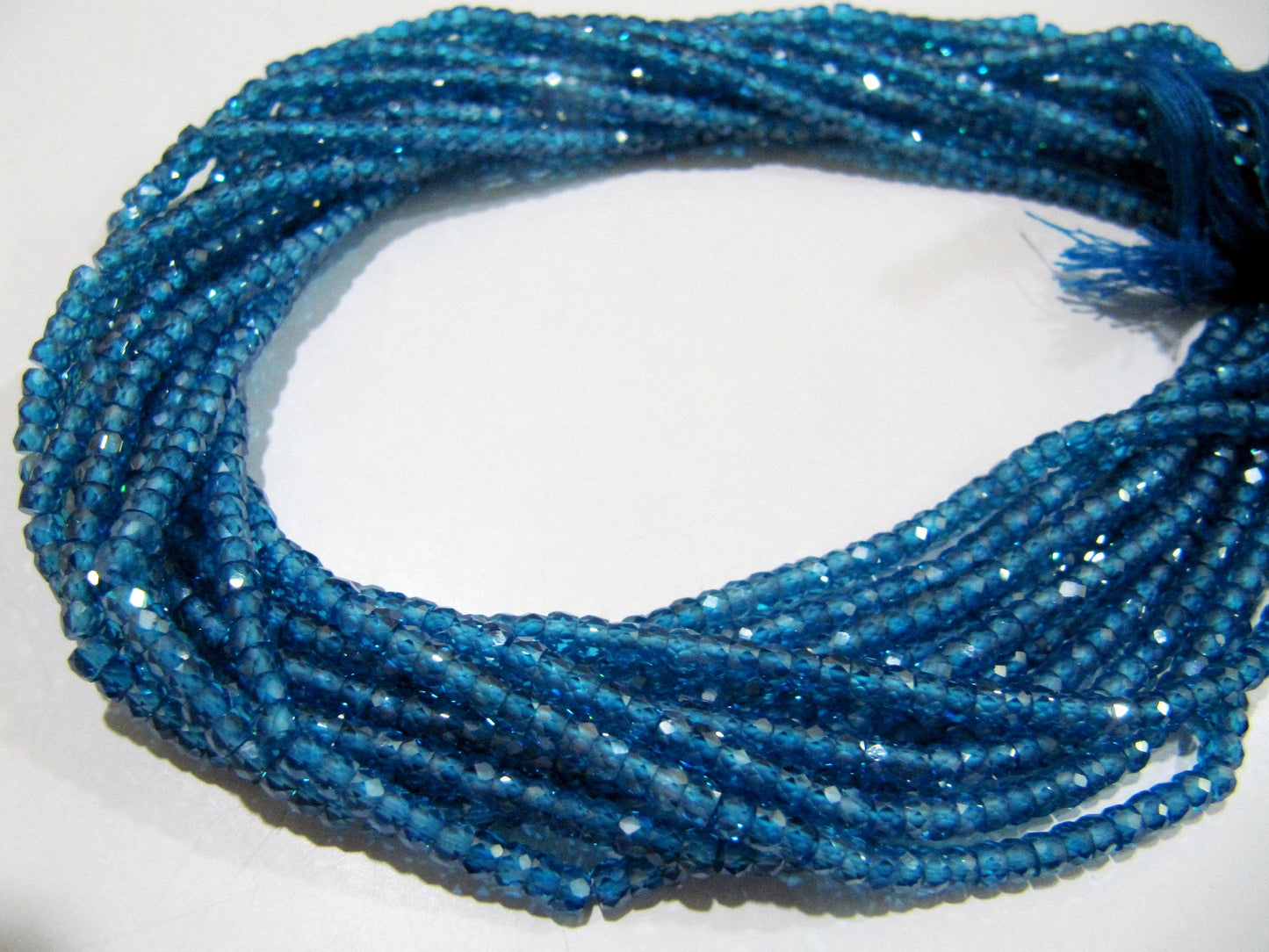 Natural Blue Topaz Cubic Zirconia CZ Rondelle Faceted Beads 3mm Strand 13 inch long Top Quality Wholesale prices Jewelry making gemstone